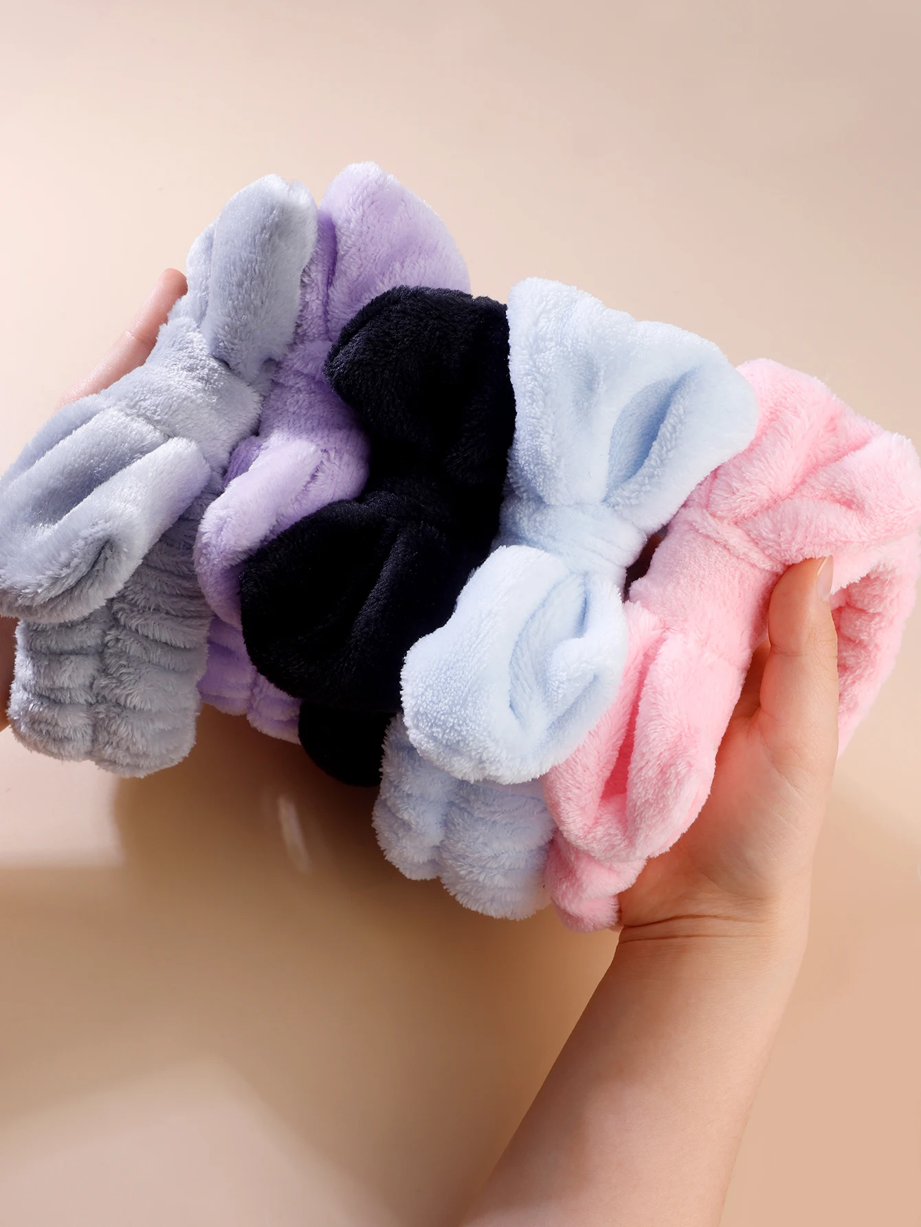 غسل الوجه المضادة للرطبة ثلاث قطع مجموعة المرجان المخملية ماصة العلاقات الشعر الأساور المرأة غسل العناية بالبشرة أدوات مكافحة التبلل #5