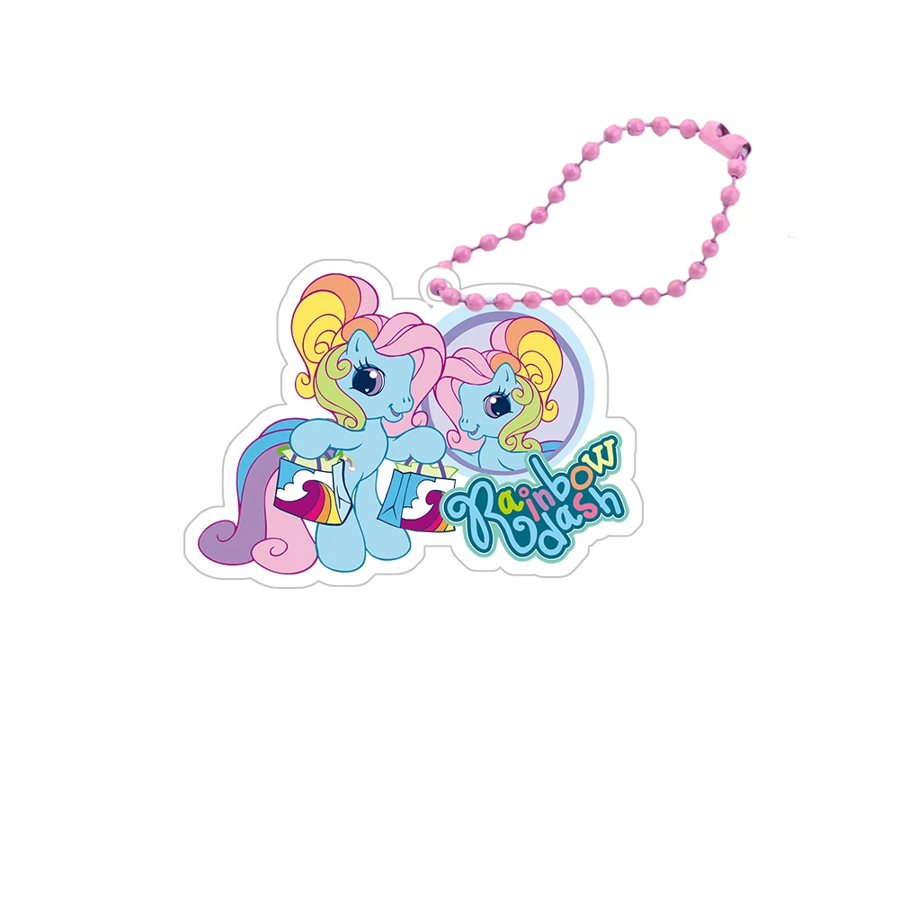 Anime Cartoon My Little Pony Twilight Sparkle Pinkie Pie Rainbow Dash Rarity Acrylic Pendant Keychain Decoration Gift