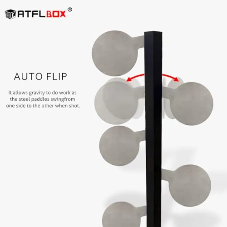 6 Pcs AR500 3 8'' Thick Steel Dueling Tree Targets with 6'' Swing Paddles for Outdoor Shooting Range Durable DIY Metal Target S