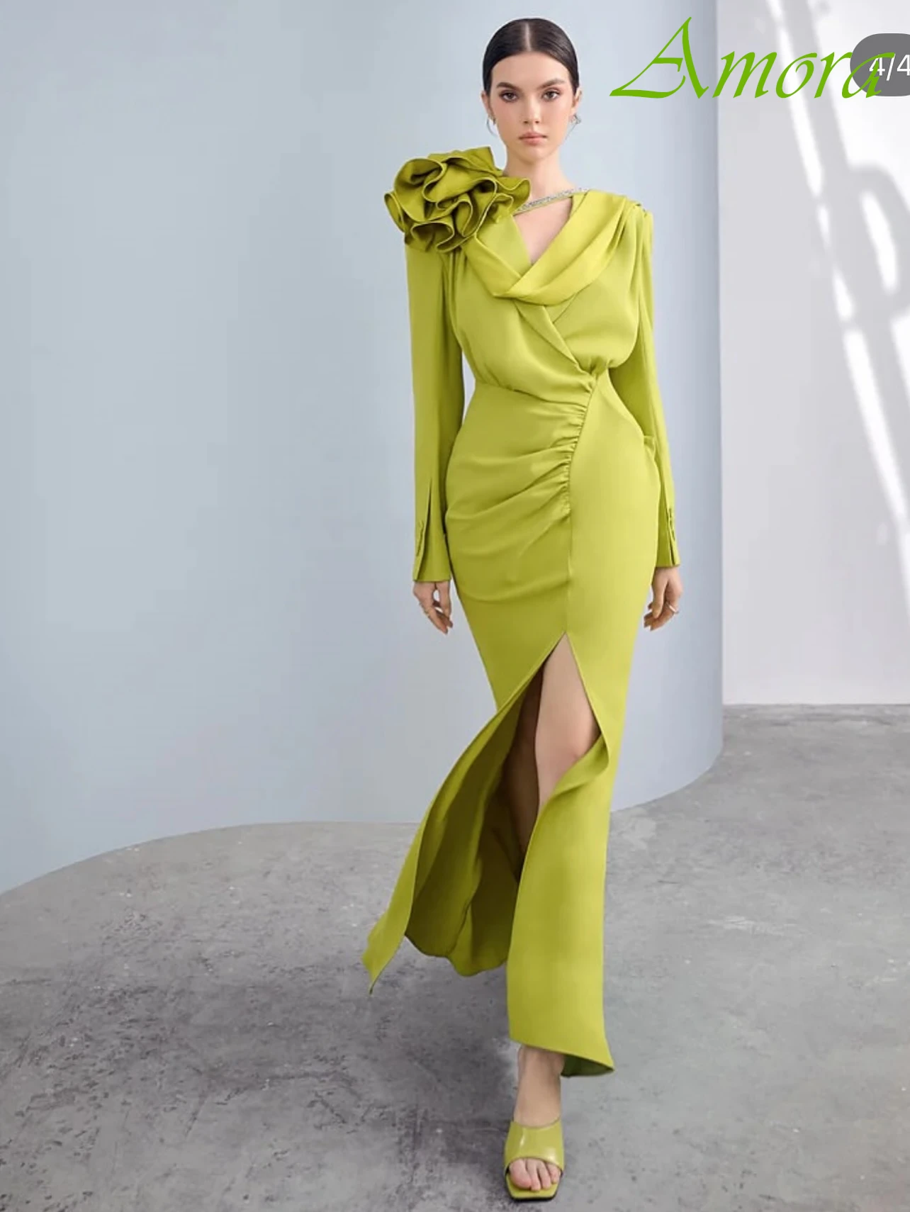 

Customized Mermaid V-Neck Long Sleeves Elegant Evening Dress High Quality Delicate Fashion Party Dress Temperament Prom Dress