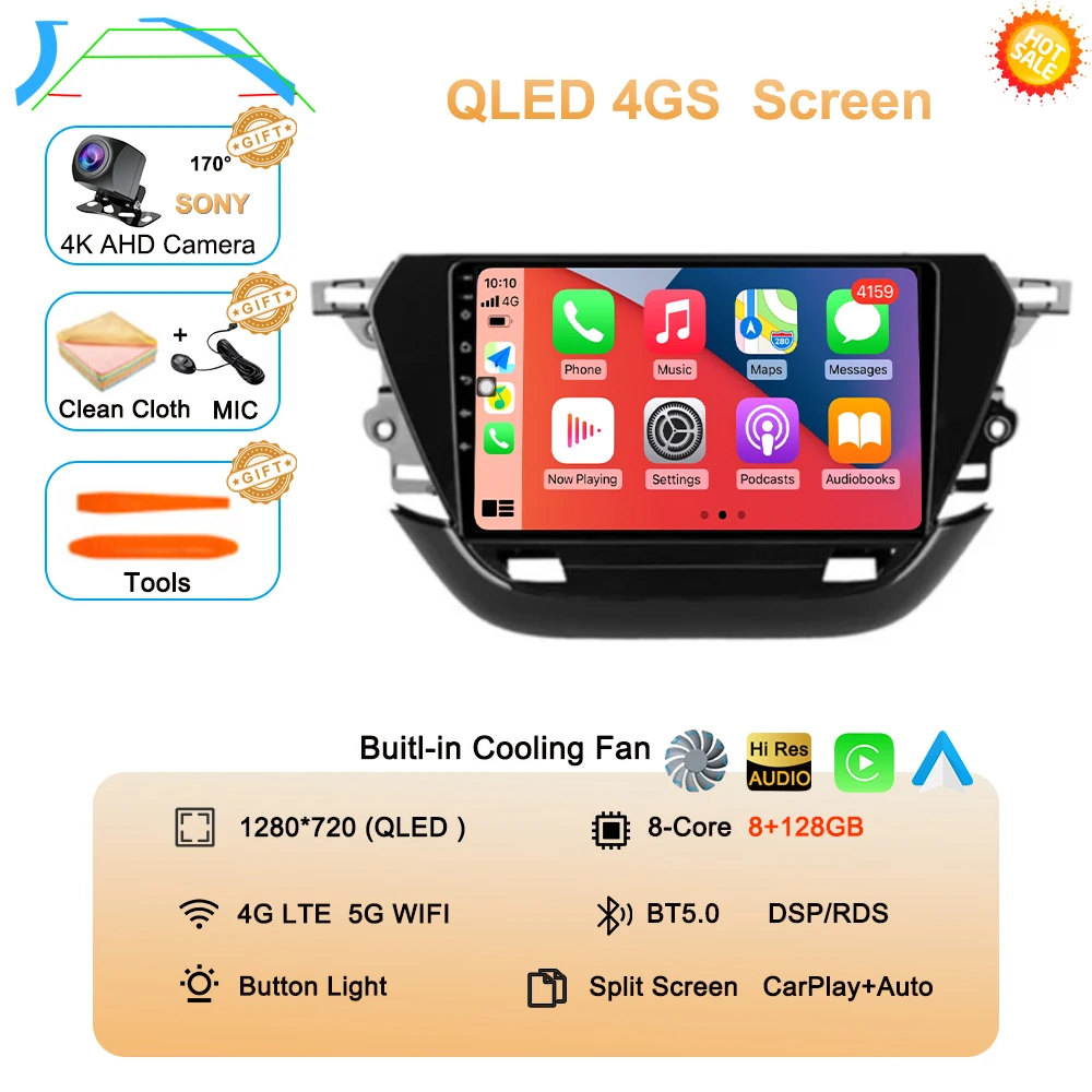 Android 16 autoradio voor Opel Corsa F 2019-2023 touchscreen, autoradio, videospeler, navigatie, GPS, multimedia, BT, Carplay