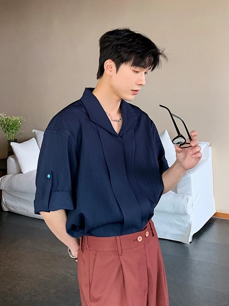 

Мужская текстура против морщин ort Sve irt Summer High-End Feelings No Ironing CleanFit Top Корейский свободный крой Повседневный ...