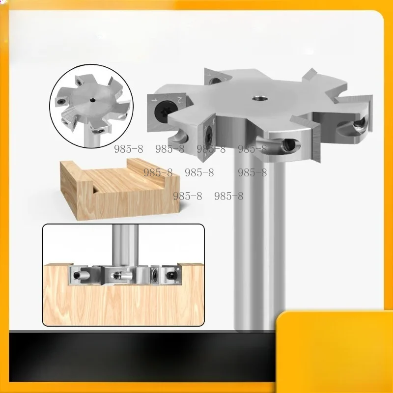 20Pcs Hexagonal Tungsten Steel Woodworking Cutters, Round Handle T-shape Grooving Tenon Trimming Knives