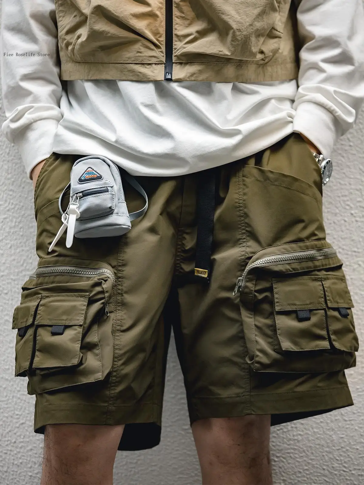 Summer and Autumn Outdoor Multi Pocket Functional American Loose Workwear Mountain Straight Tube Thin Shorts for Men