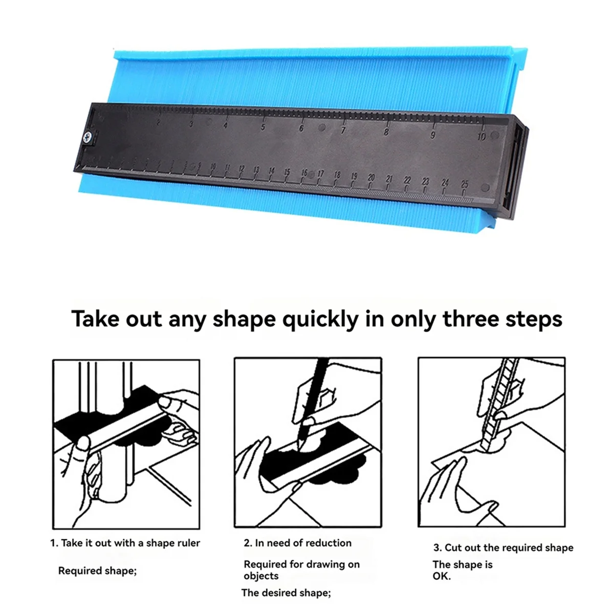 AA8710 بوصة كفاف مقياس الناسخ سيراميك السجاد قطع قالب الملف الشخصي قياس زاوية حاكم كفاف الناسخ