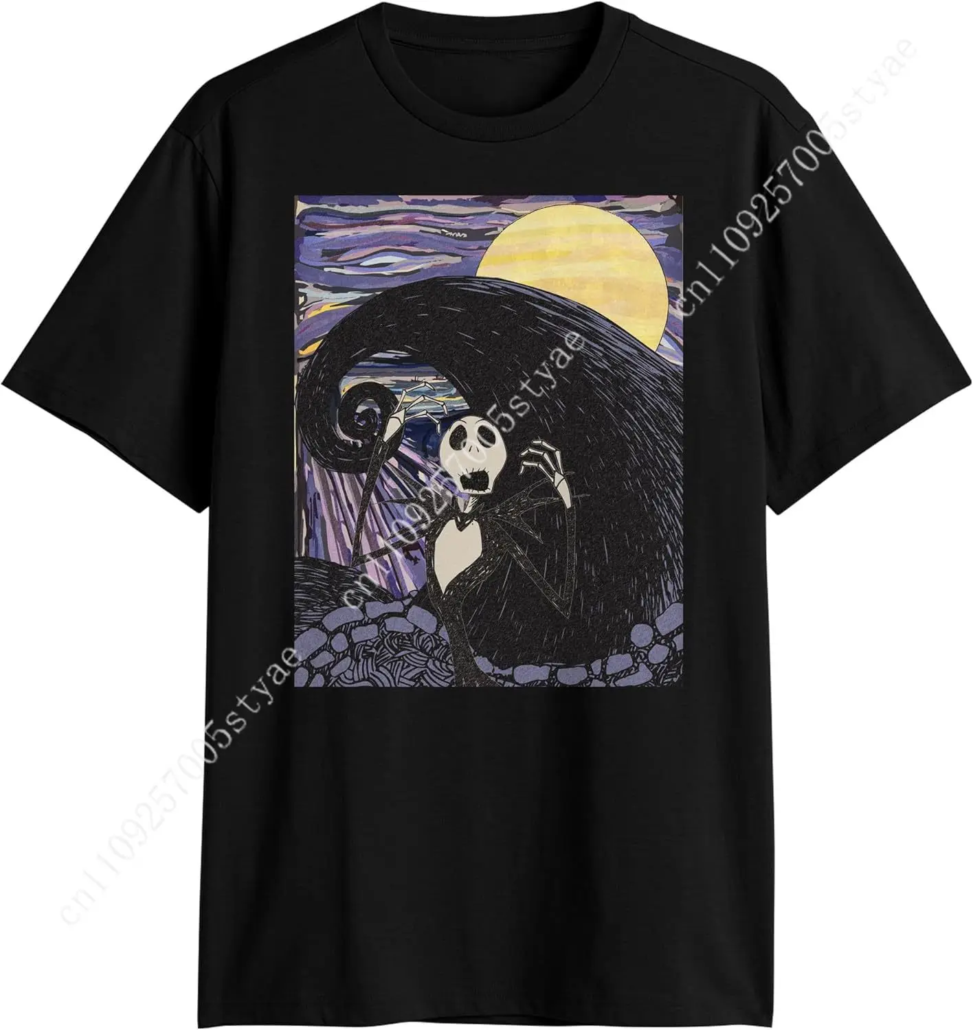 

Disney The Nightmare Before Christmas Jack Skellington Scream Spiral Hill Moon T-Shirt