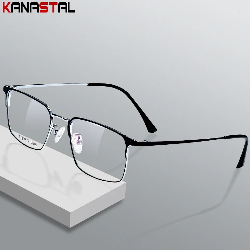 Pure Titanium Glasses Frame Men Reading Glasses Women Blue Light Blocking Optic Lenses Prescription Myopia Customized Eyeglasses