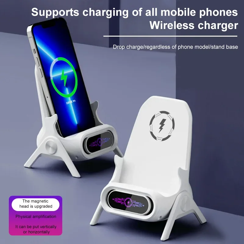 

15W Wireless Charging Phone Holder Desktop Multifunctional Creative Mini Chair Charger Holder for iPhone Xiaomi Phones Tablet