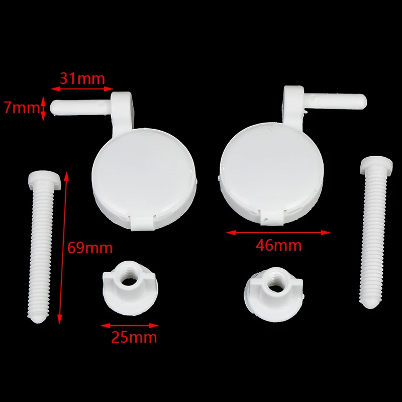 1set/2Pcs Plastic Toilet Seat Screws Fixings Fit Toilet Seats Hinges Repair Tools