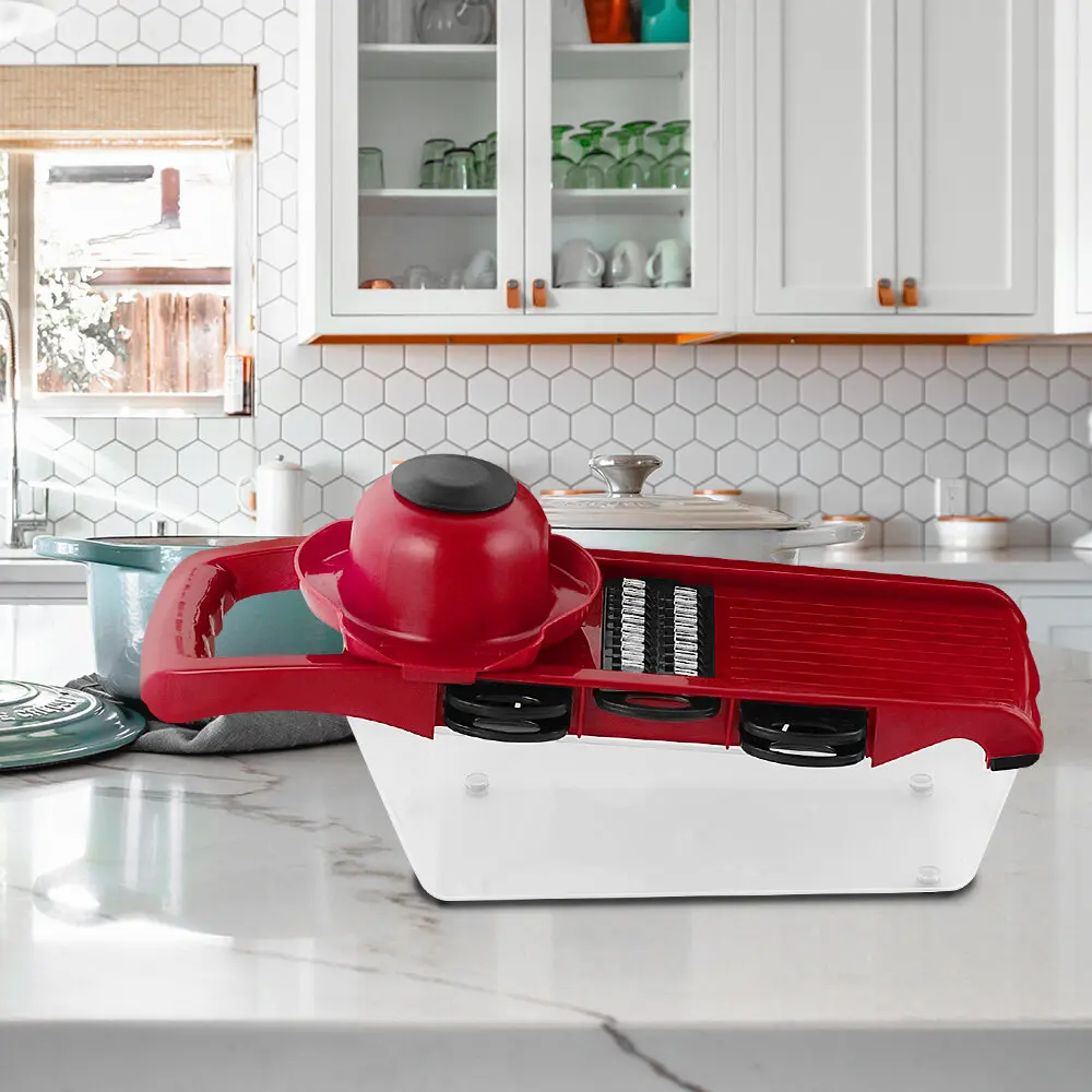 Pemotong Sayur Multifungsi Pisau Baja Mandoline Pengiris Kentang Pengupas Wortel Parutan Keju Alat Pengiris Sayuran