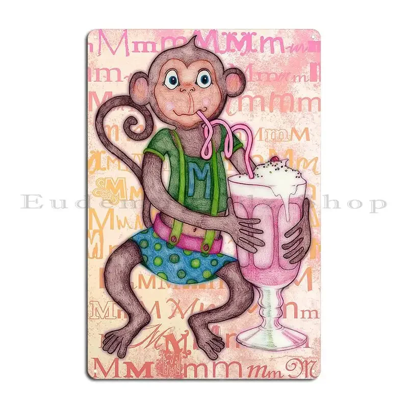 ملصق لوحة معدنية من Monkey S Milkshake Mmmm، لوحة جدارية للسينما والسينما، قم بإنشاء ملصق لافتة من القصدير