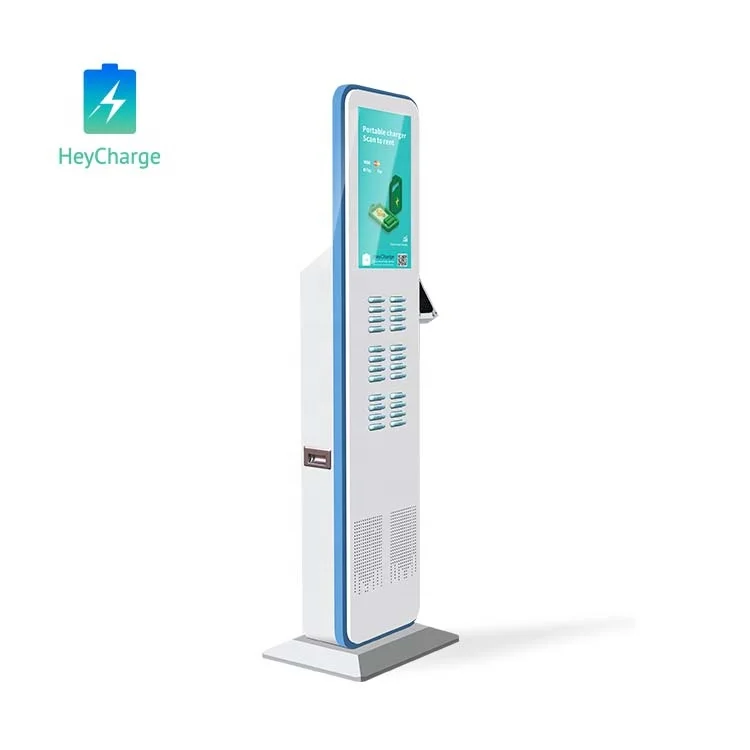 Heycharge 24 Slots Sharing Power Bank Restaurant Charge Rental Station Pos Power Bank Share Kiosk With Advertising Screen