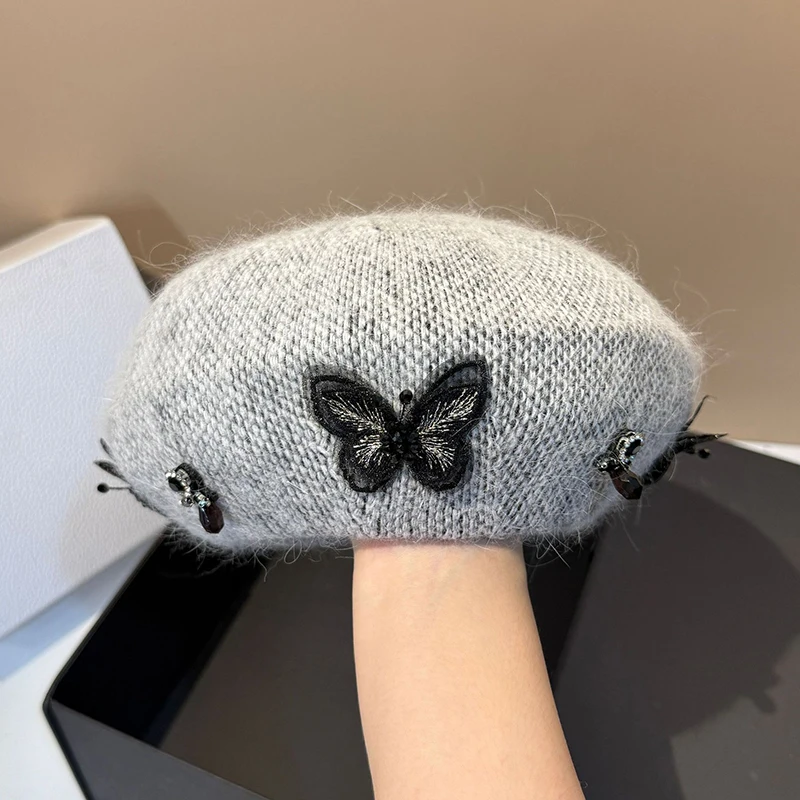 

Beret Women Winter Angora Hat Warm Accessory For Autumn Outdoor Cold Weather