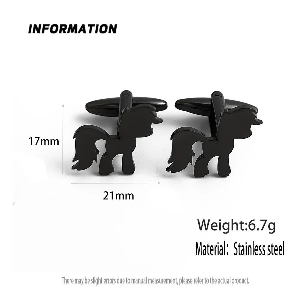 Забавные милые пони Запонки В позолоченном черном цвете, аксессуары запонки для французских рубашек, ношенные элитными деловыми мужчинами