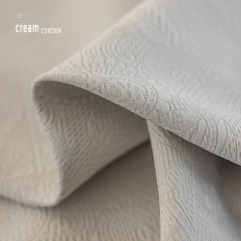Customized Size Embossed Milk White High-end Light Luxury French Cream Style Curtains Bedroom Living Room Whole House Decoration