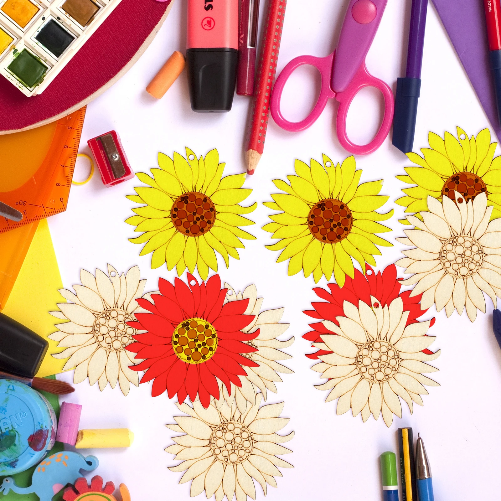 

10pcs Wooden Decorations Unfinished Smooth Decorations for Hanging Wooden Decor DIY Craft Home Hanging Accessories