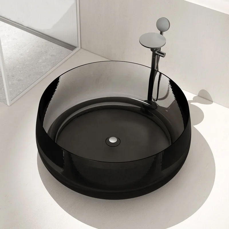 &c Italian Luxury Crystal Clear Resin Bath Tubs Transparent Solid Surface Soaking Freestanding Bathtubs for Home Use
