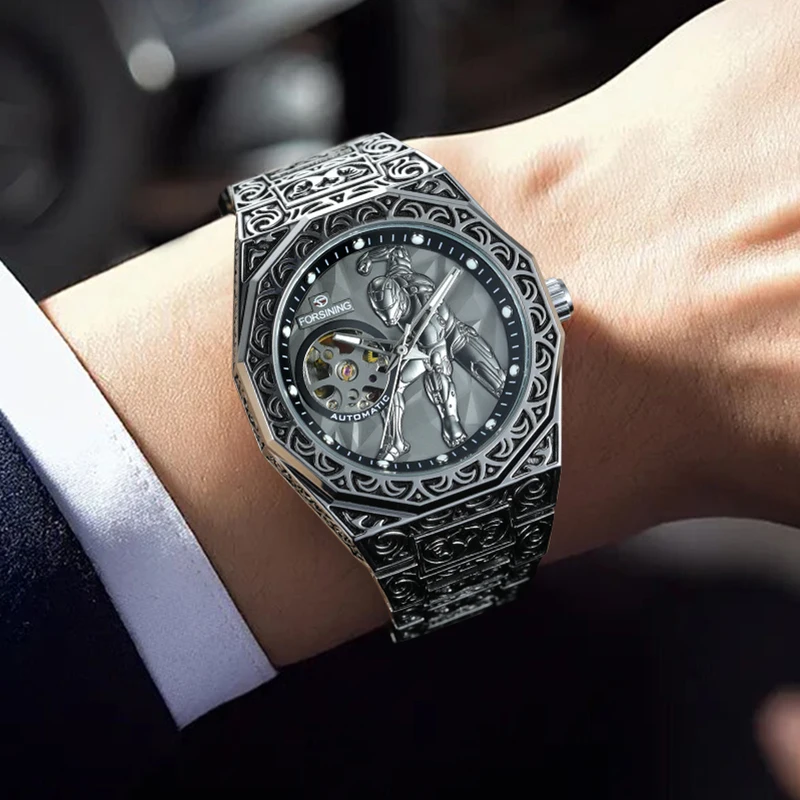 

FORSINING Designer Luxury Robot Men's Watches Automatic Movement Mechanical Military Wrist Watch Waterproof Stainless Steel Male