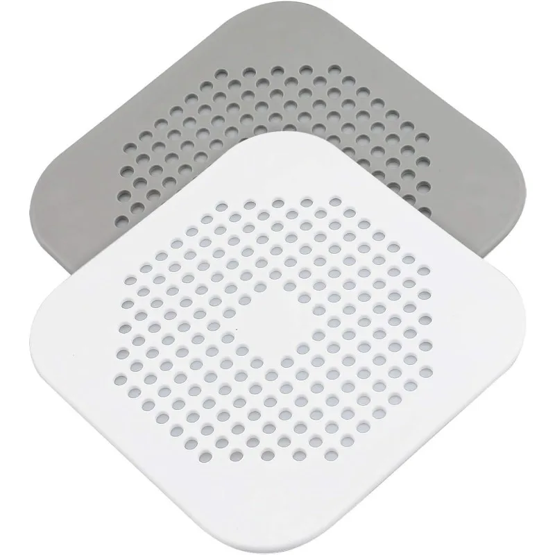 Drain Cover Shower Drain Hair Catcher Flat Silicone Plug Bathroom Kitchen Square Filter Shower Drain Protection Sink Strainer