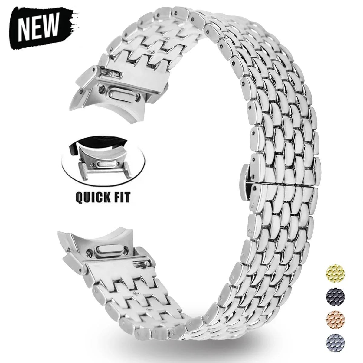 

No Gaps Quick Fit Metal Strap for Samsung Galaxy Watch 6 4 5 40mm 44mm Band 5Pro 45mm for Galaxy Watch 6/4 Classic 43 47 42 46mm