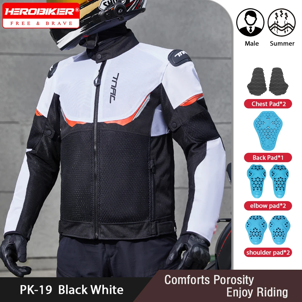 

Men Motorcycle Jacket Coat Summer Male Motorbike Riding Jacket Reflective Anti-collision Moto Protective Gear Jacket Breathable
