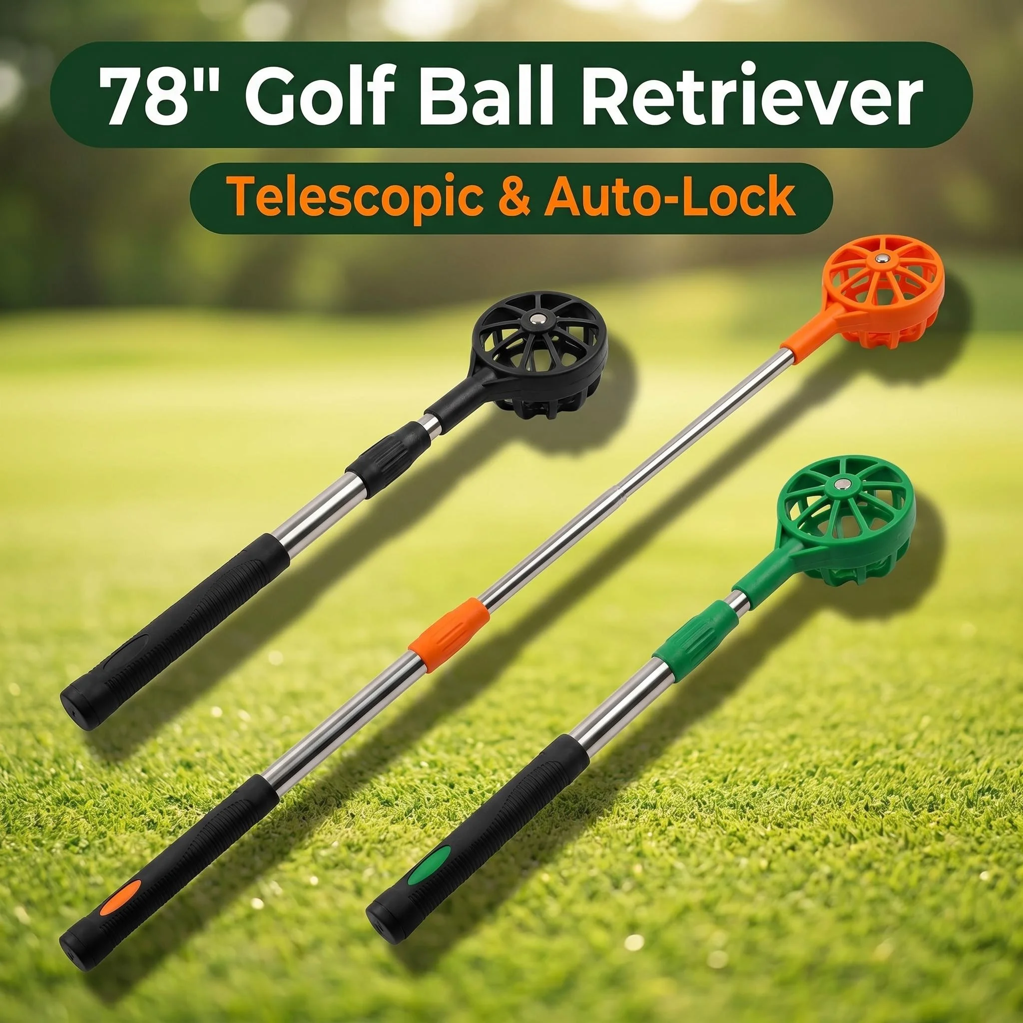 Stainless Steel Golf Ball Retriever Telescopic Extendable Pick Up Tool For Water Pond Lake Portable Golf Training Equipment