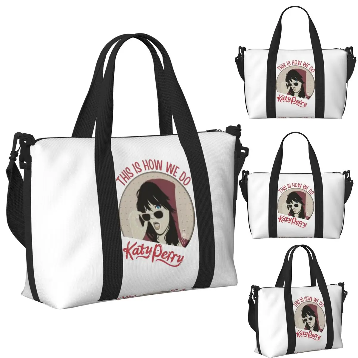

This Is How We Do Pop Art Katy Perry Beach Travel Bag Large Capacity Tote Bags for Gym Yoga Women Shopping Duffle Shoulder Bag