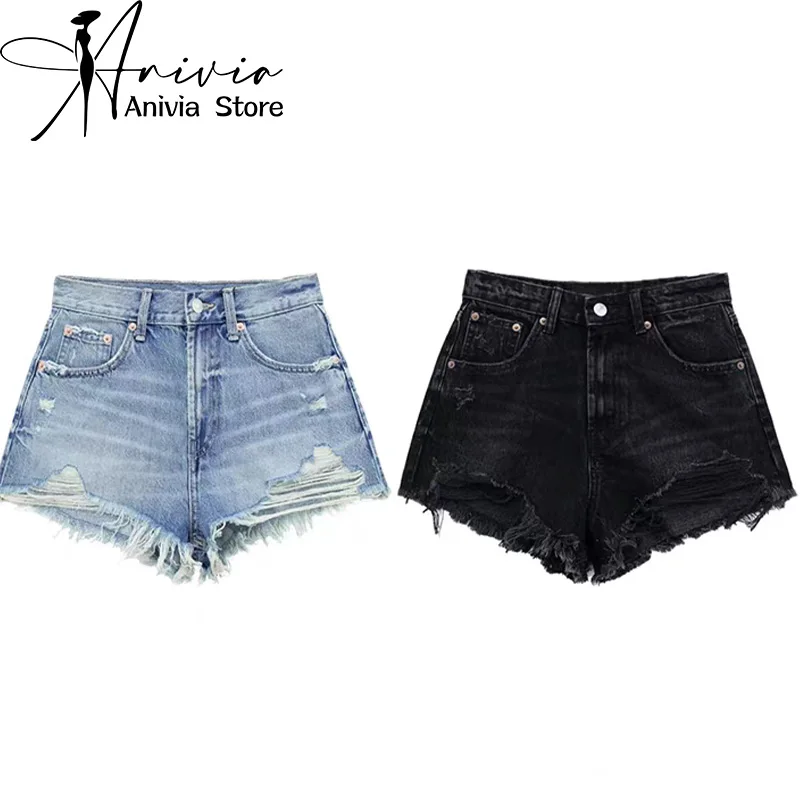 

Women's Gothic Casual Denim Shorts Blue Black Y2K Harajuku High Street 2000S Aesthetic Vintage Jeans Shorts Streetwear Clothes
