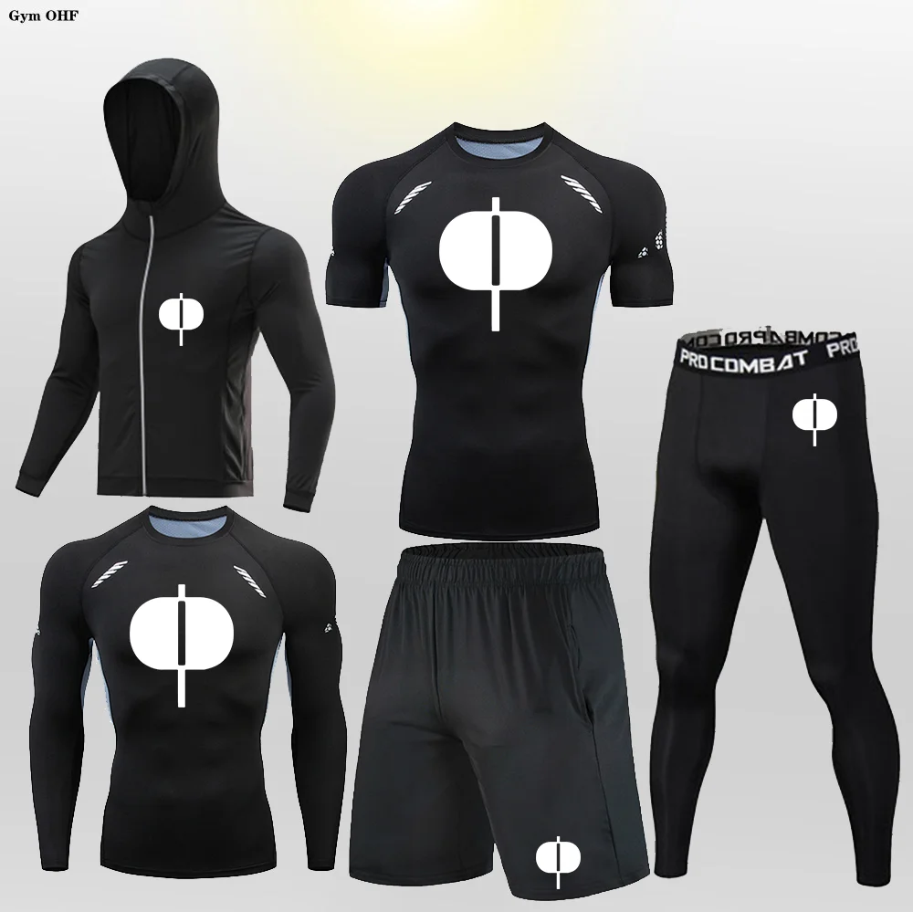 

Men's Sports Suits S-3XL Sports Suits Compression Depression Gym Running Sports Suits Jogging tight pants Training 5-piece set