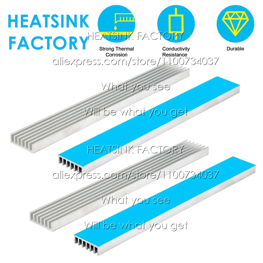 150x20x6mm Silver Long Aluminum Heat Sink Cooling Radiator for Electronic IC Chip AMD CPU LED Cooler Heat Dissipation