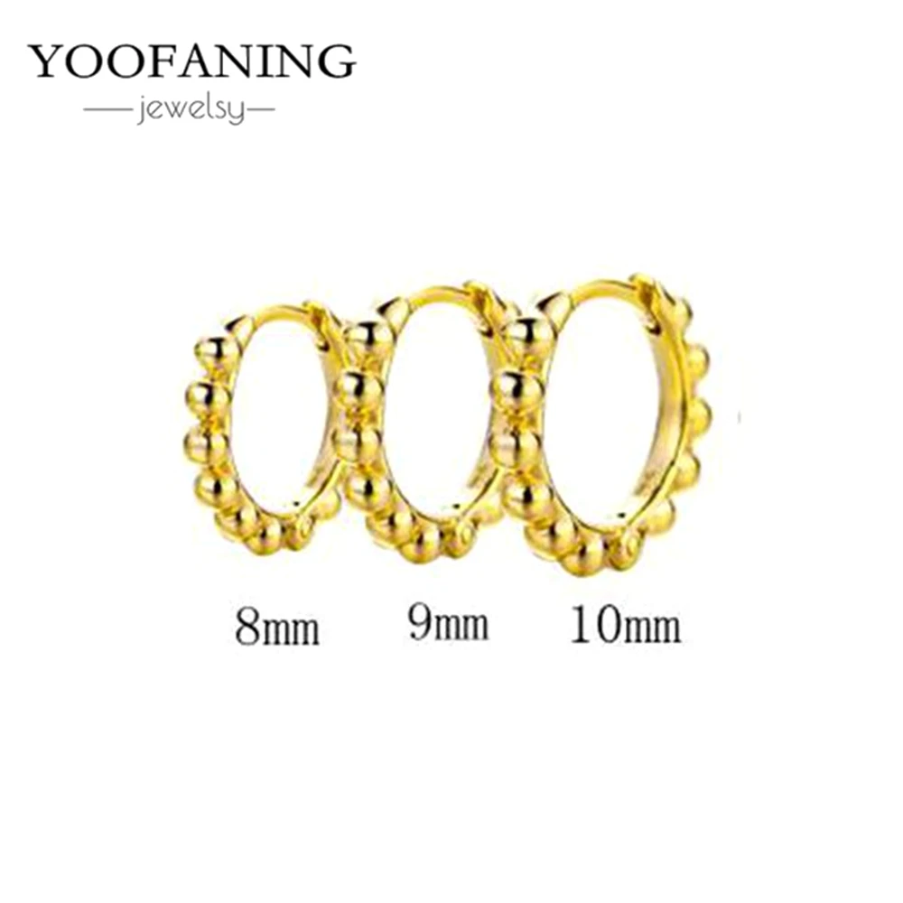 

925 Sterling Silver Needle Size 8-9-10mm Simple Gold Silver Round Earrings Fashionable Women's Jewelry Party Earrings Wedding