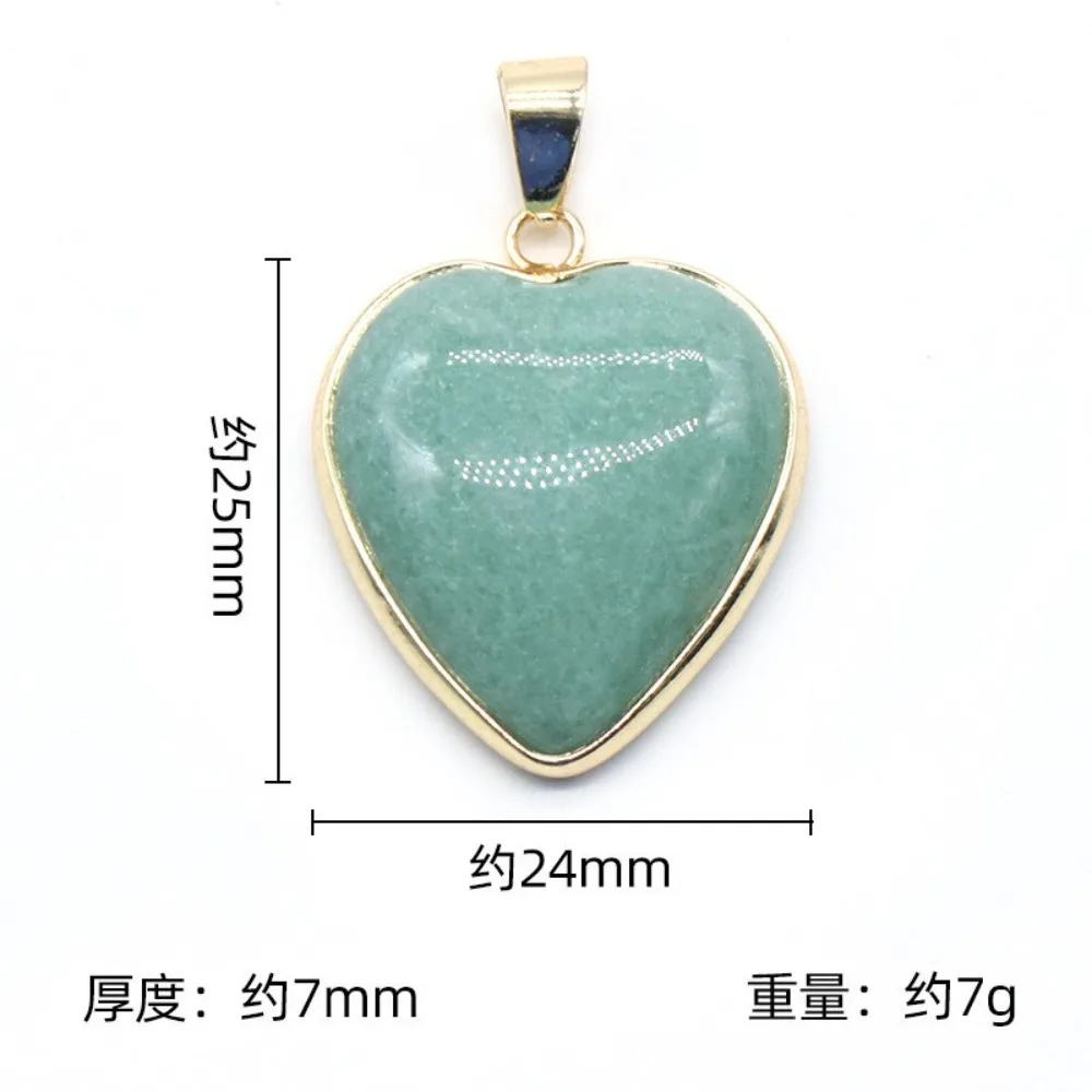 Wholesale 6pcs 25mm Natural Stone Heart Pendants Fashion Gold-plate Side Love Charms DIY Jewelry Making Fast Shipping