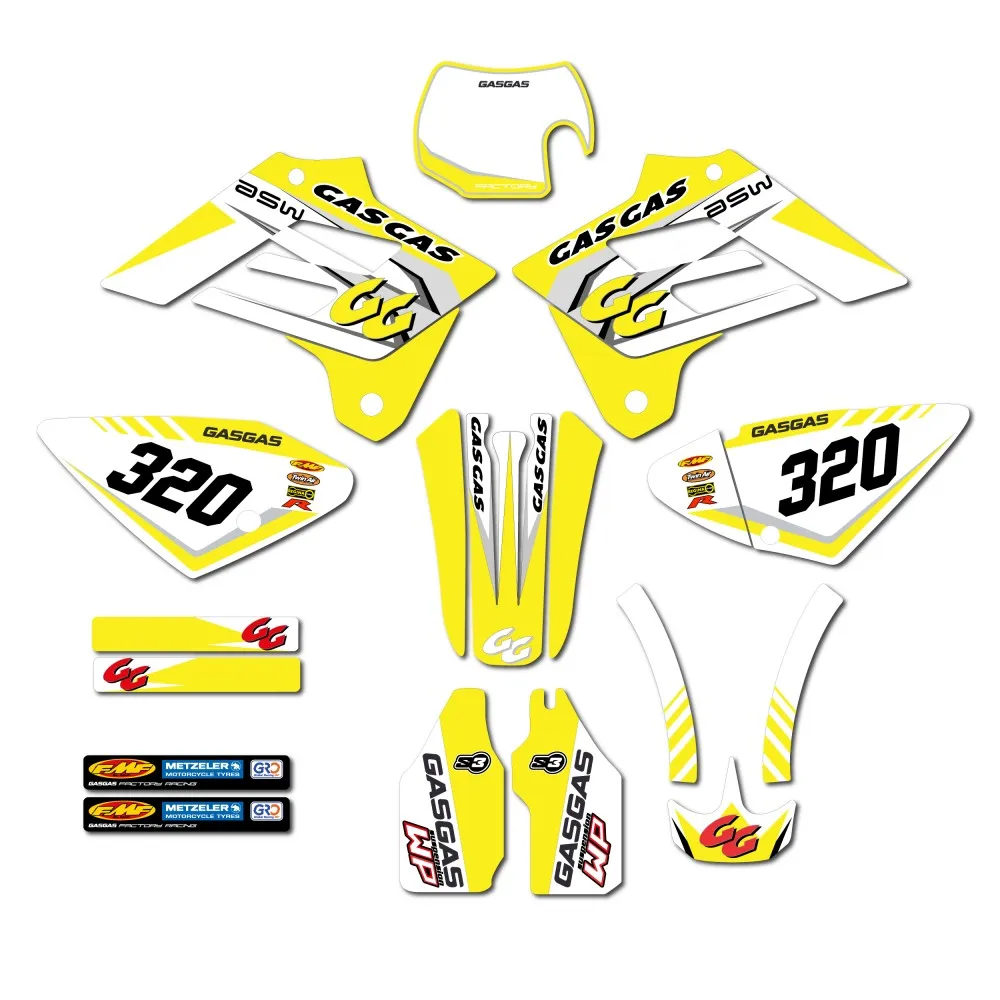 Enduro Motorbike compatible sticker kit Yellow Gas-Gas EC 02-06 mod.2