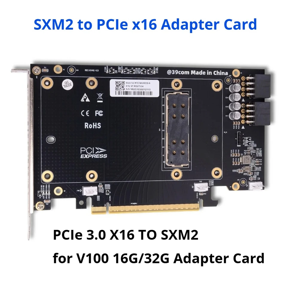 SXM2 to PCIe 3.0 x16 Adapter for NVIDIA V100 SXM2 to PCIe 3.0 x16 Adapter for NVIDIA V100