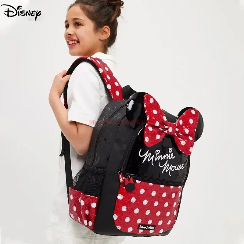 Genuine Australian Smiggle Black Red Dot Minnie School Bag Student Stationery Lunch Bag Pull Rod School Bag Wallet Student Gift