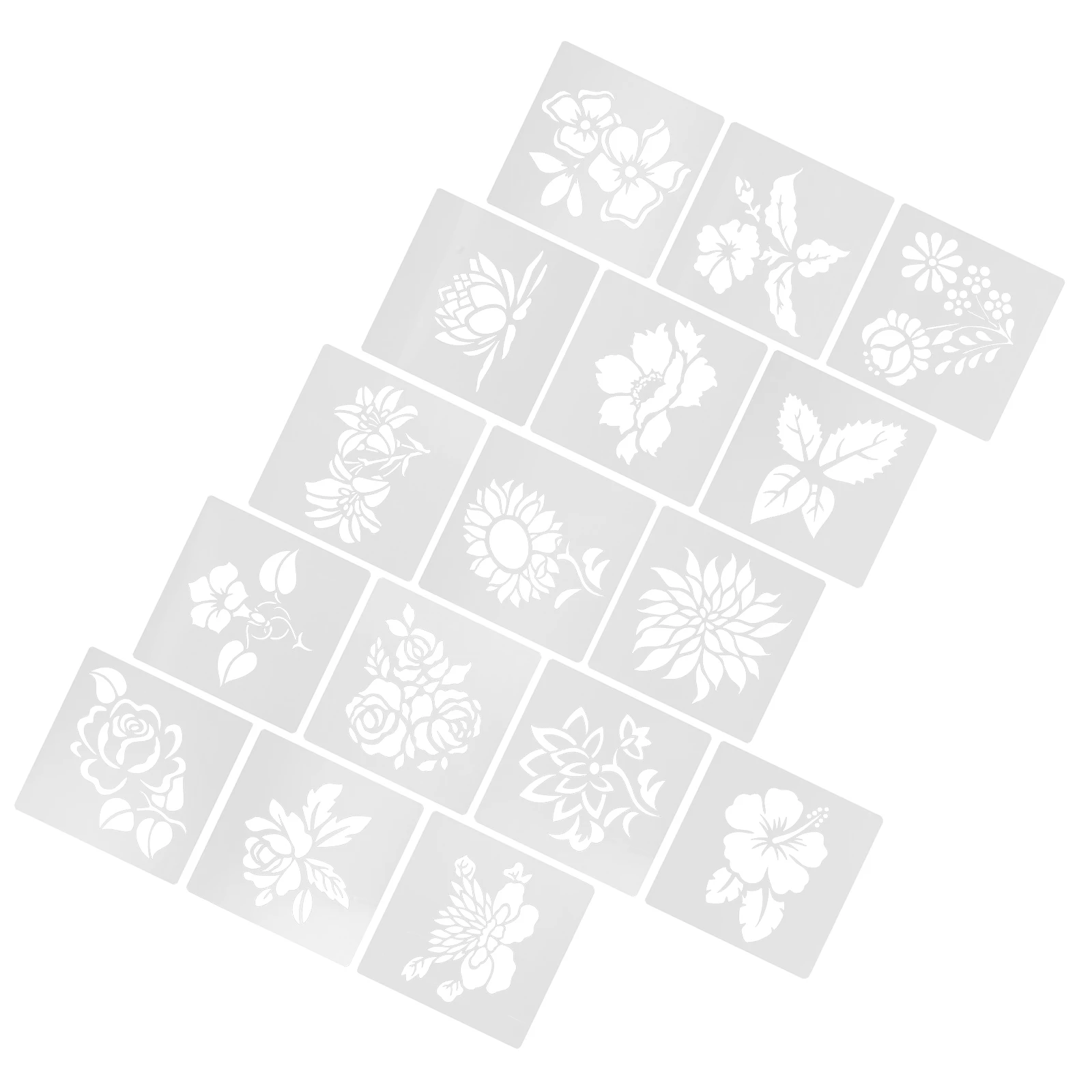 

16pcs Floral Hand-Drawn Reusable Wall Painting Crafts Templates Durable Pet Material Creative Diy Decorations For All Ages