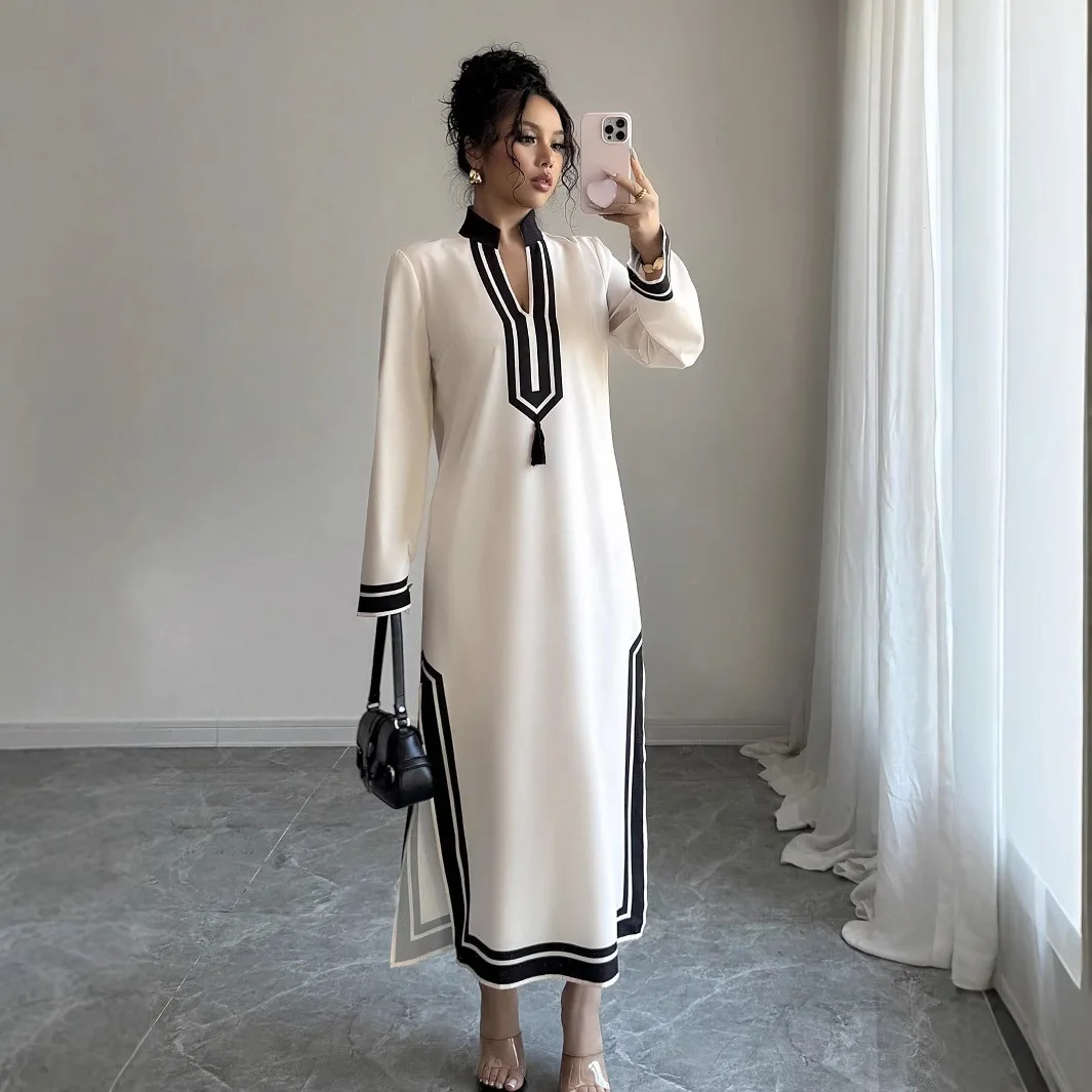 Summer New Beach Dress For Women, Casual Vacation Pullover Long Sleeve Dress With Side Slit, Height-enhancing Dress Femme Y2k、