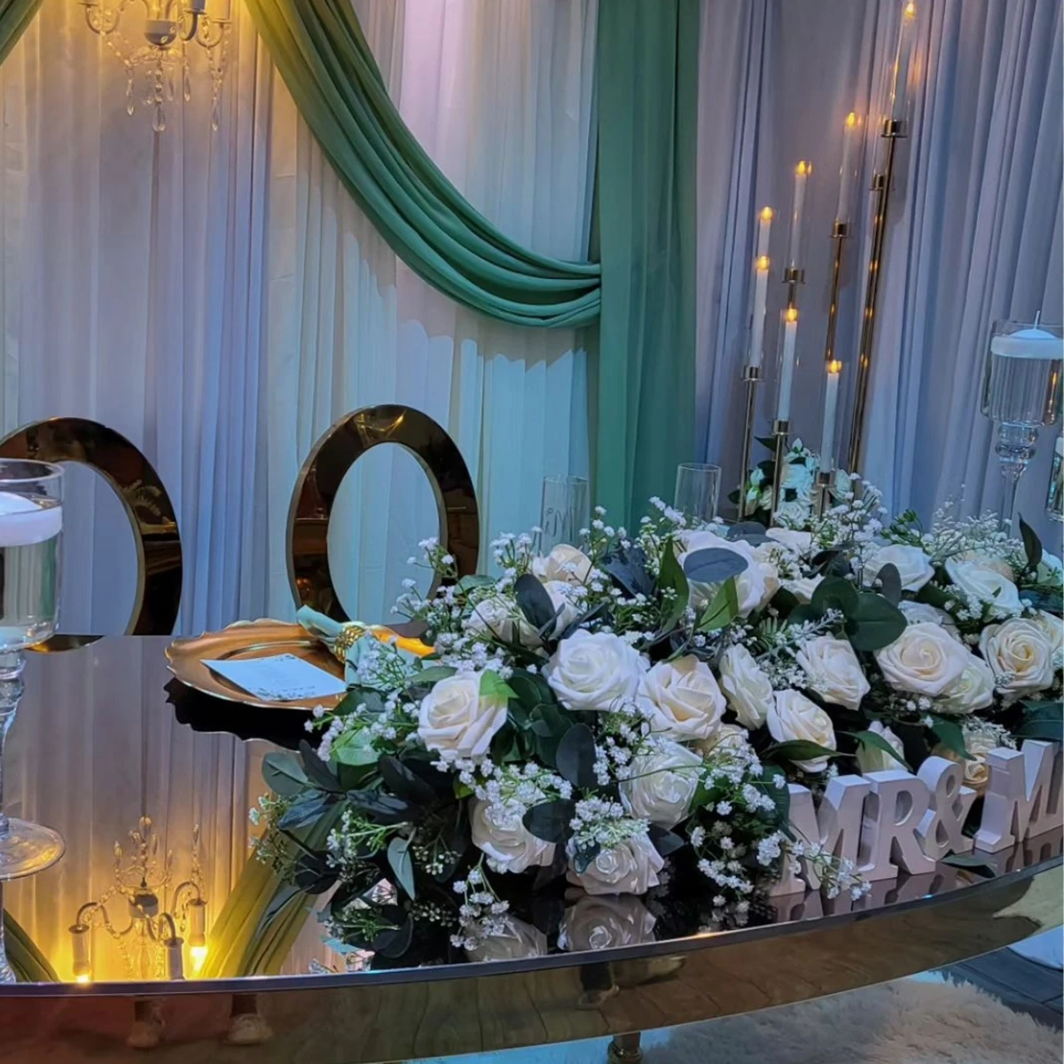 1pcs)Unique Design Stage Decoration Bride And Groom Seating Sweetheart Table For Wedding 1563