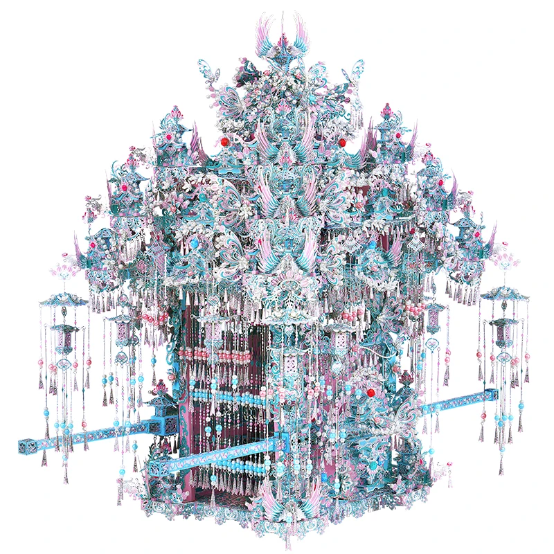 Piececool 3d Metal Model Kits Pearl-pink Bridal Sedan Chair 3D Metal Puzzles for Adult Brain Teaser Diy Crafts for Home Decor