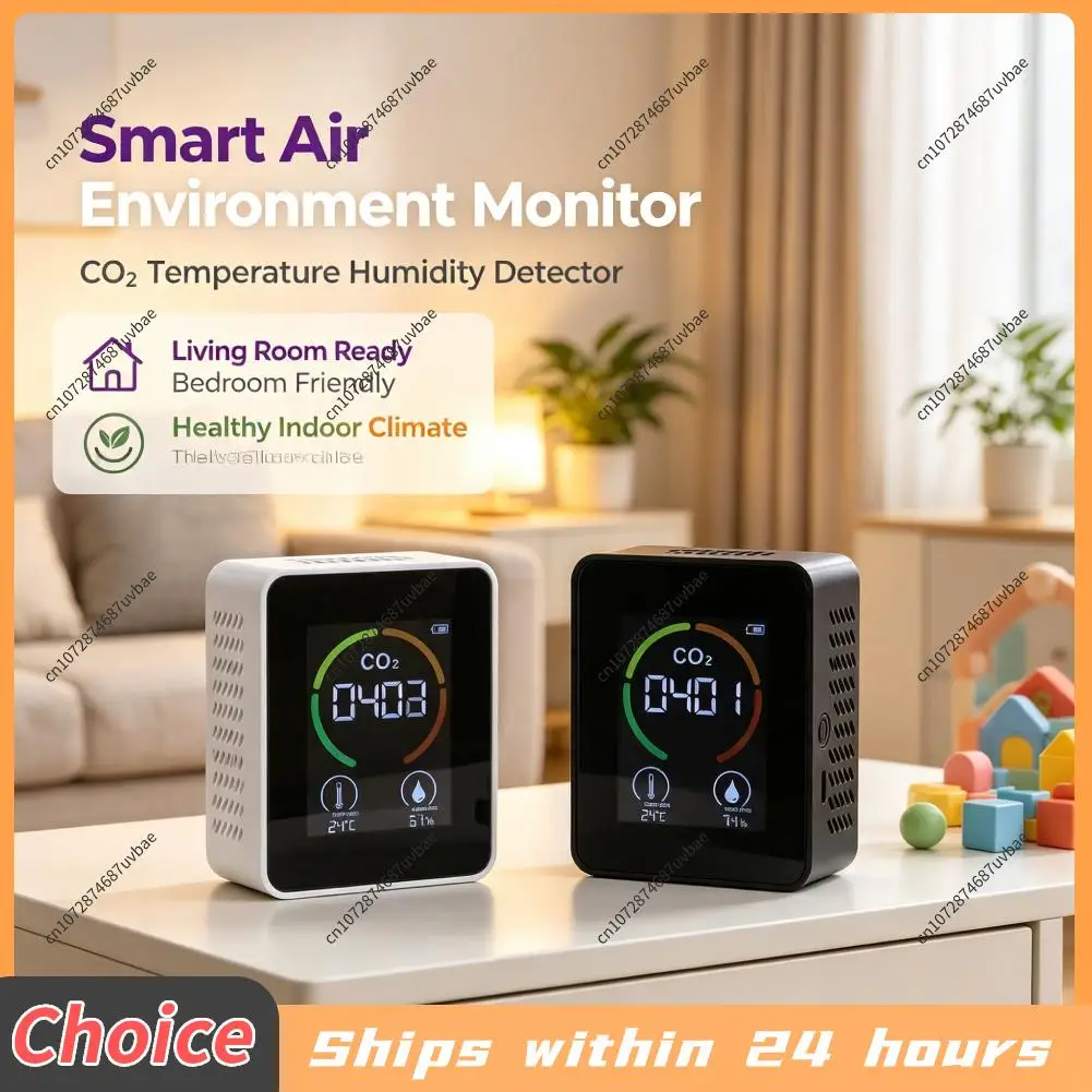 3-in-1 Digital Portable CO2 Meter Temperature Humidity Tester Carbon Dioxide Detector Air Quality Monitor for Home Office