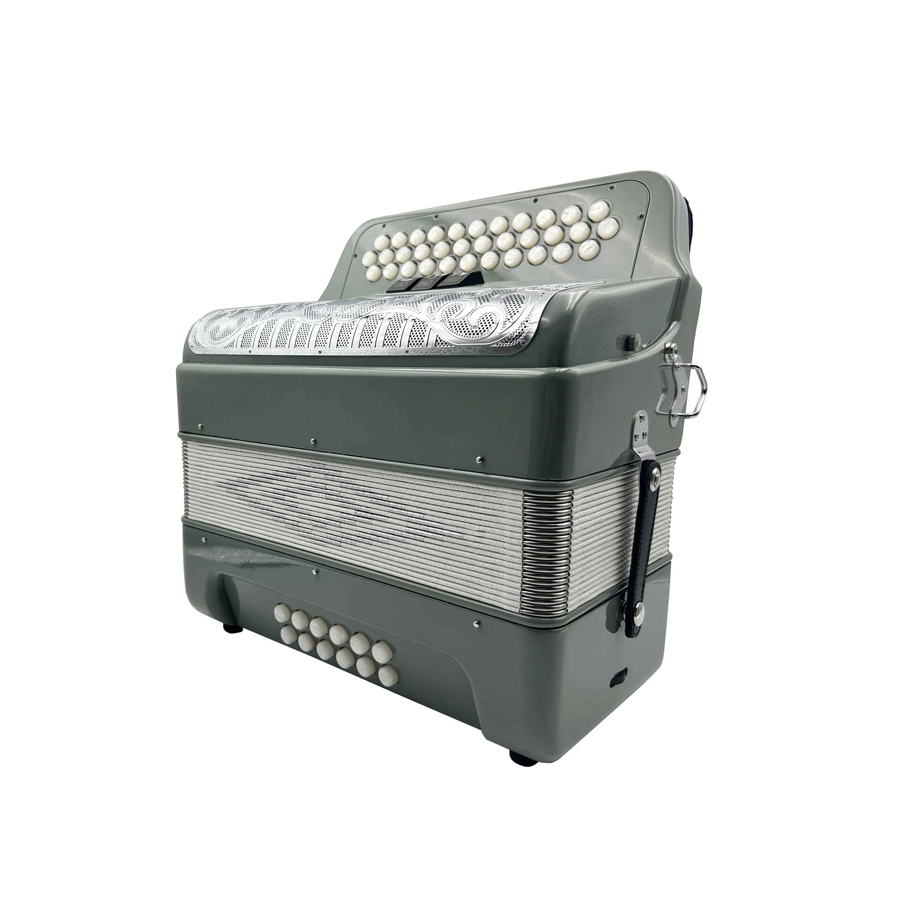 Professional JB3412C Accordion 12 Bass 3 Registers 34 Buttons Sky Grey Body Silver Grill White Buttons Diatonic