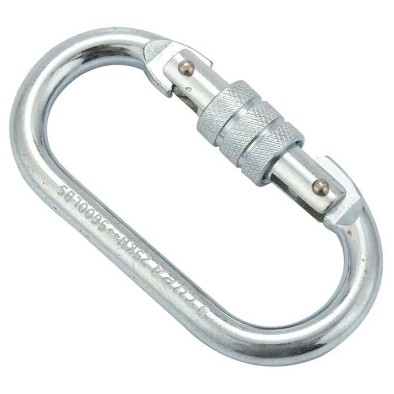 2X O Shape 25KN Alloy Steel Safety Buckle Professional Rock Climbing Carabiner Mountaineering Buckle Main Lock