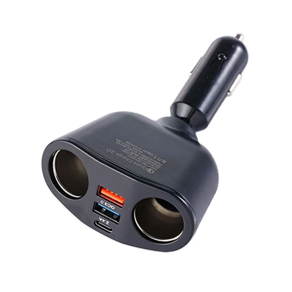 Cargador rápido de 120W QC3.0 + 2.4A, divisor de enchufe de encendedor de cigarrillos de coche, 12V/24V, Dual USB PD