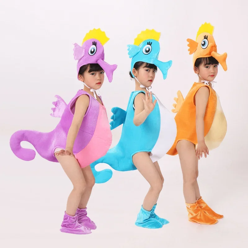 Child Kid Starfish Hippocampus SeaHorse Costume Halloween Party Cosplay Marine Animal Costume Clothes For Boy or Girl