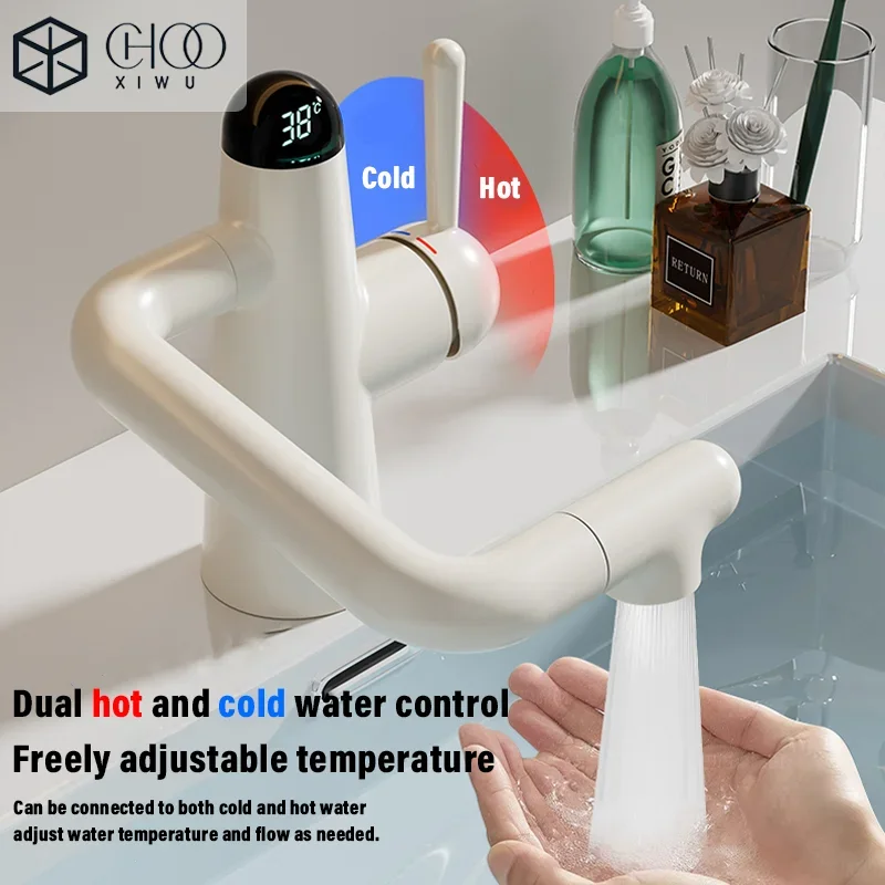 

Bathroom Sink Faucet Basin Faucet 1080° Swivel Multifunction Cold and Hot Water Tap Kitchen Sink Faucet 2 Modes Water Tap