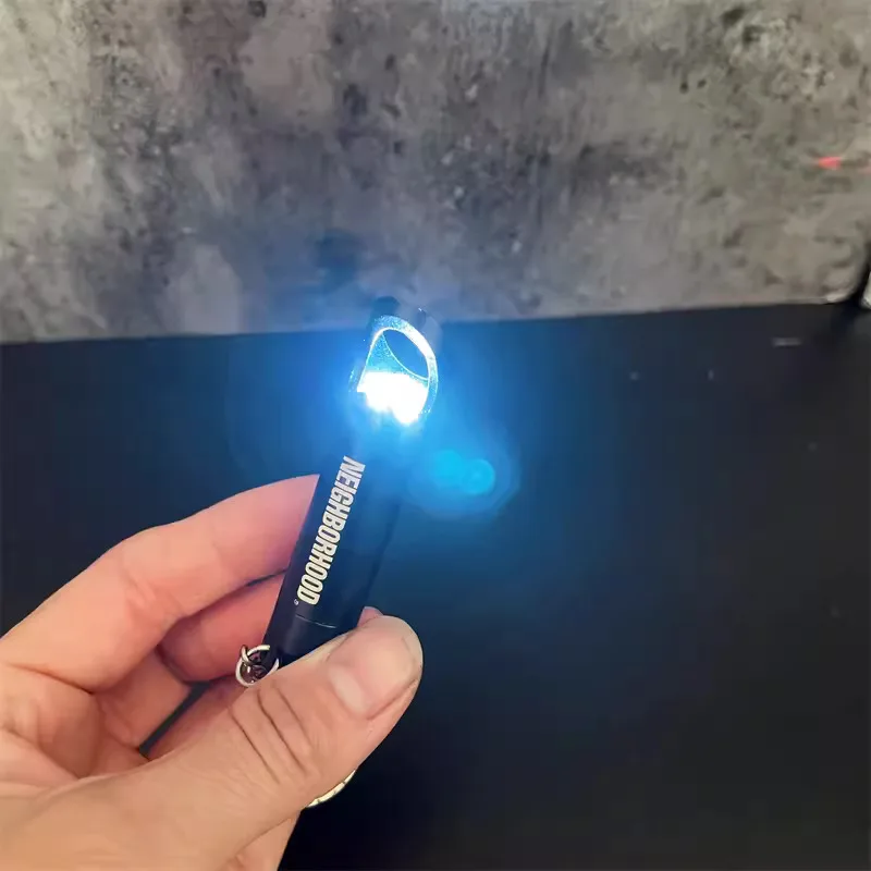 nbhd trendy keychain bottle opener personalized creative outdoor lighting small flashlight backpack metal pendant