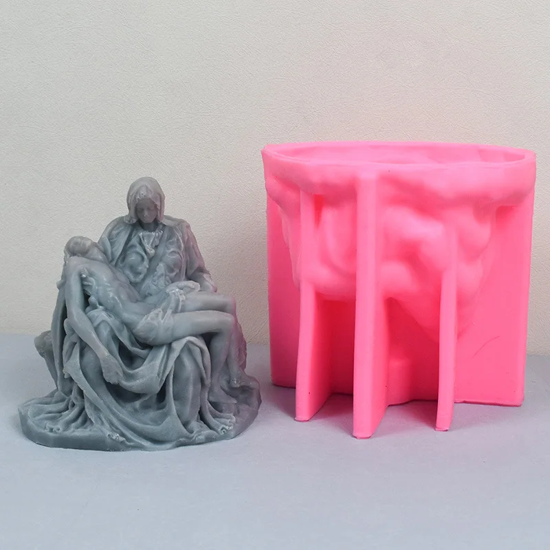 Large 3D Italian Pieta Statue Candle Mold Bust Silicone Molds Greek Art Man Sculpture Wax Tool Tabletop Ornament Resin mold