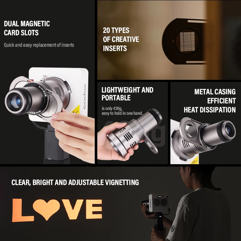 SOONPHO Bowens Mount Flash Lampu Sorot Fokus Proyeksi Fotografi Kit untuk Godox ML100Bi MINI ZY Flash Fotografi Aksesoris