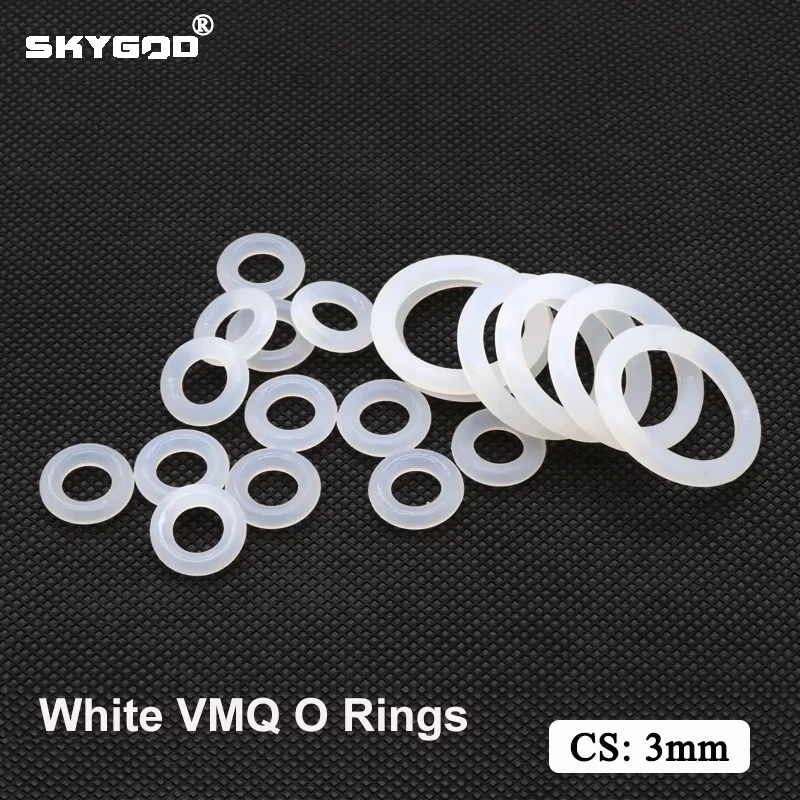 

10/50Pcs White CS 3mm Silicone VMQ O Ring Gasket OD 10 ~ 150mm Food Grade Waterproof Washer Rubber Insulated O Shape Seal Tool