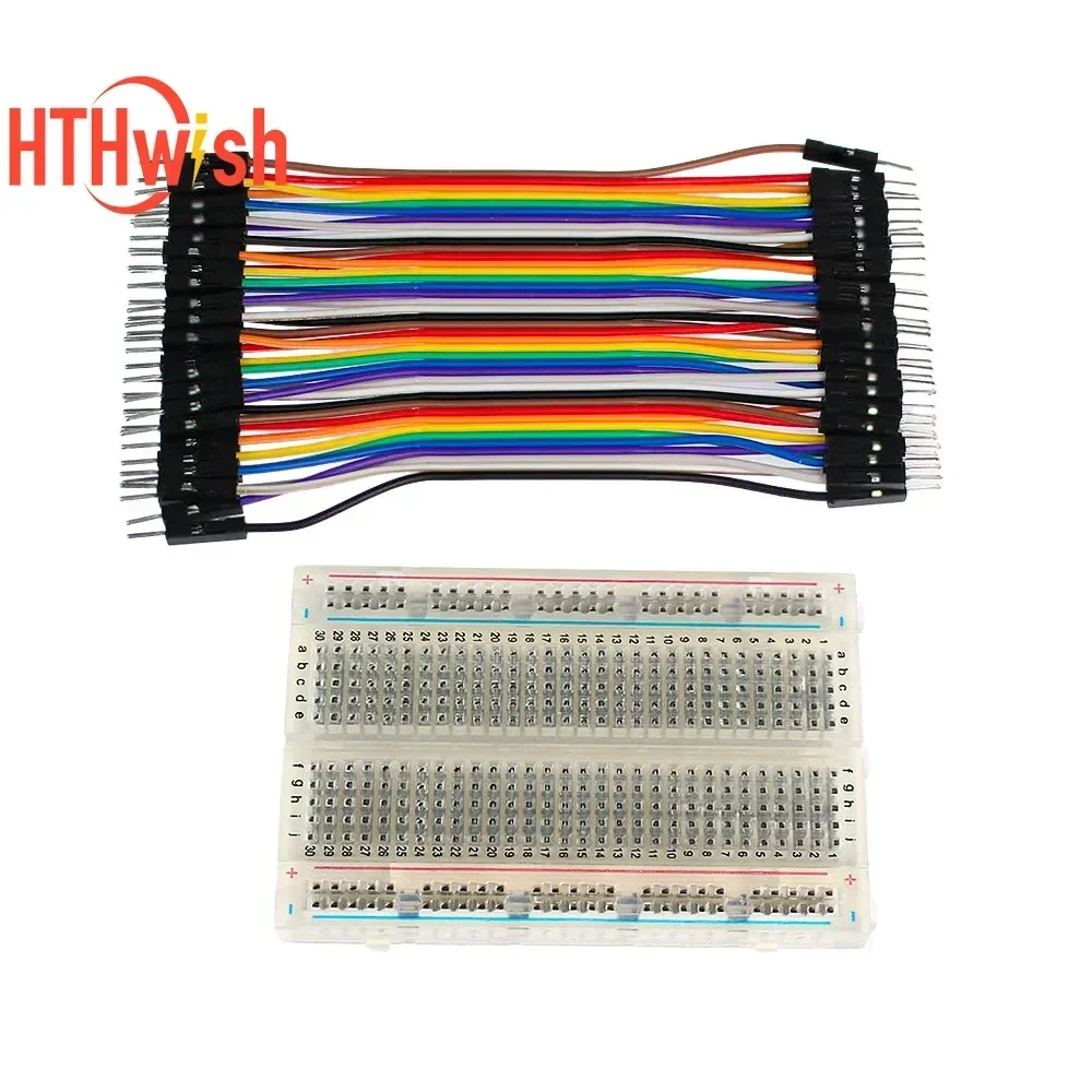 1pc 400-Point Mini Breadboard Kit Transparent 10cm Male to Male DuPont Jumper Wires Set Solderless Prototype Practice Board